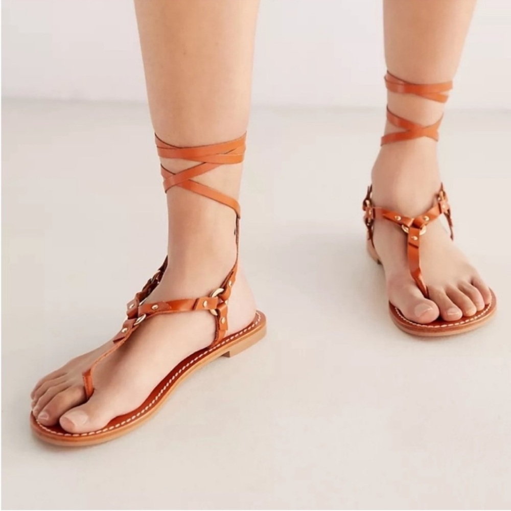 NWT Anthropologie Pilcro Harness Tie Up Gladiator Bohemian Sandals - Brown